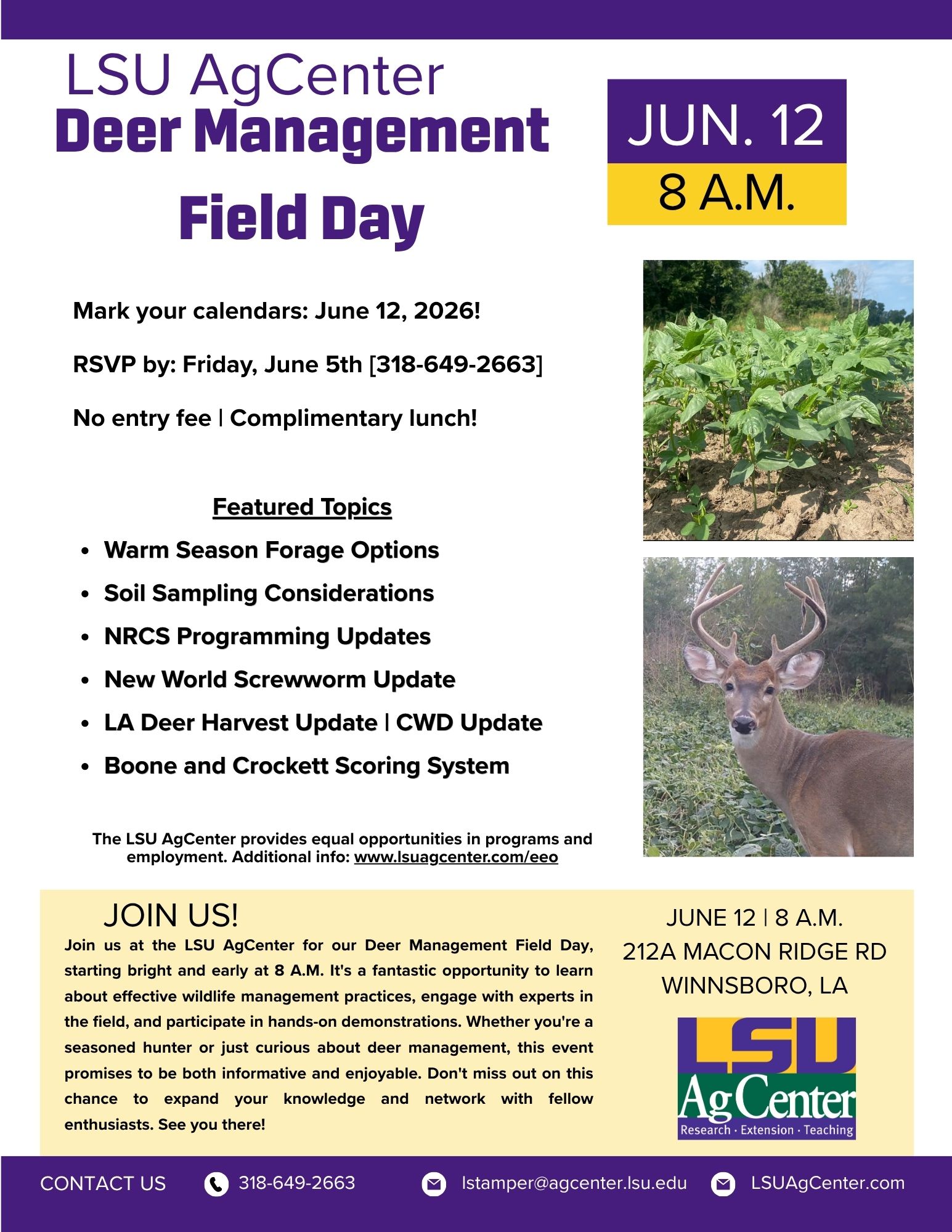 Deer Management Field Day Flyer.